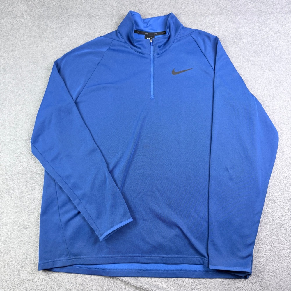 Nike Mens Royal Blue Dri-FIT 1/4 Zip Pullover CJ7661-480 Size 2XL Tall